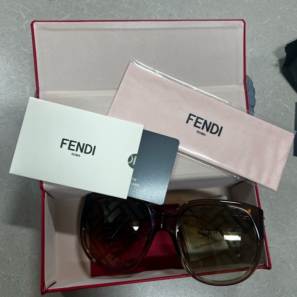 Fendi zucca oversized sunglasses light brown 60-20-135 - Picture 2 of 4